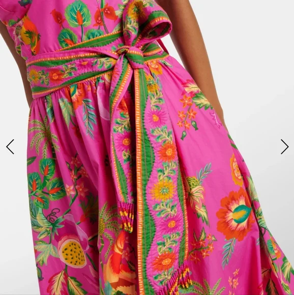 FARM Rio Vibrant Pink Midi Dress with Orange Accents - Picture 6 of 14